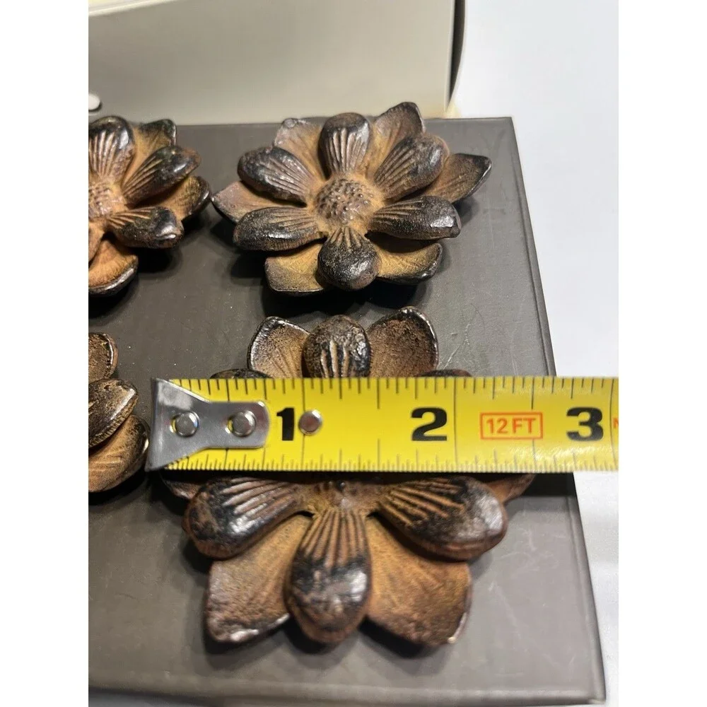 6pc Pottery Barn Metal Flower Napkin Rings New